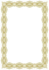 A4 golden frame with vintage geometric ornament. Version 2. Vector illustration