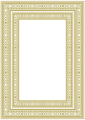 A4 golden frame with vintage geometric ornament. Version 6. Vector illustration