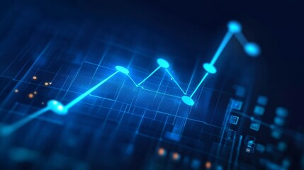 Blue Abstract Data Visualization with Rising Graph and Digital Elements