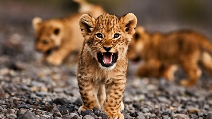 Obraz premium Lion cubs in a flock