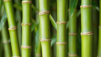 Obraz premium Lush Green Bamboo Stalks Close Up View