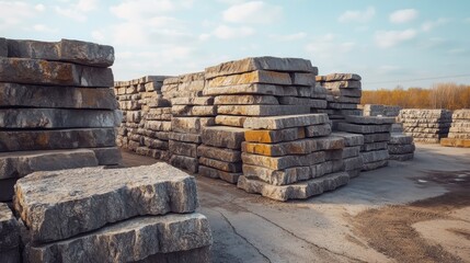 Stacked Stone Blocks at Construction Site