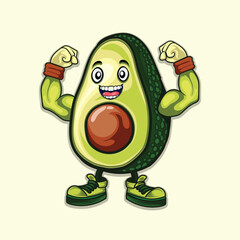 fitness body Avocado  Character  illustration design