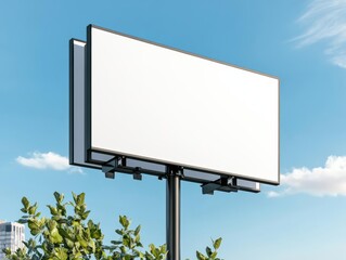 Obraz premium Minimalist blank directional sign against a blue sky, modern and clean design, blank directional sign mockup, concept of simplicity and clarity