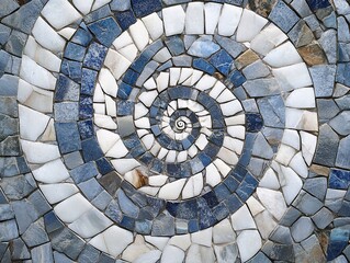 Naklejka premium A mosaic of white and blue stones in an intricate pattern
