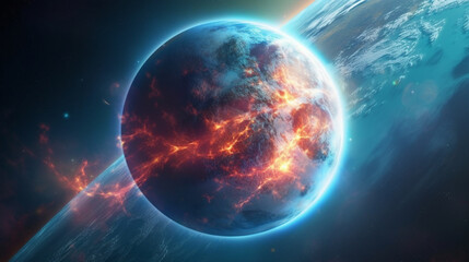 Epic Space Galaxy Landscapes, Futuristic Planetary Scenes with Volcanic Surfaces, Sci-Fi Cosmic Digital Art, Alien World Environments