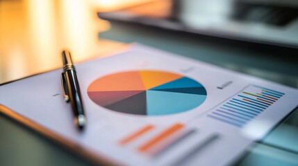 Analytical Report with Chart and Pen on Glass Table Surface