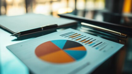 Detailed Business Report with Charts on a Modern Desk Surface