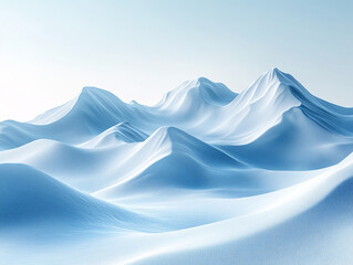  a serene, snowy landscape with smooth, undulating hills under a clear, light blue sky. The scene evokes a sense of tranquility and cleanliness, with soft, gentle curves creating a flowing, almost eth