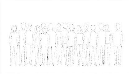 Line drawing of individuals standing in groups, designed for conceptual layouts. Vector icon