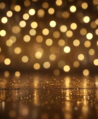 Sparkling gold bokeh lights on luminous background, glamorous, sparkles, golden