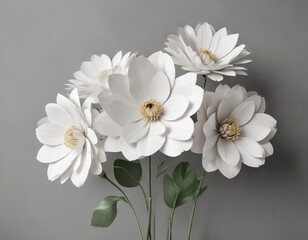 Fototapeta premium Stylish and contemporary white paper flowers on a minimalistic background, concept, innovative, chic