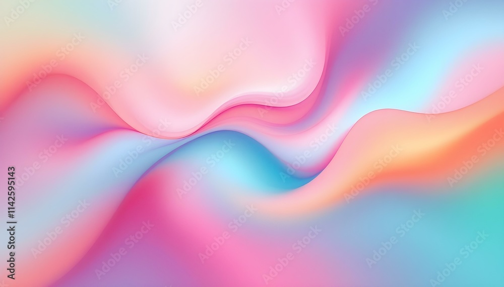 Fototapete Abstract wave lines pattern dynamic colorful light flowing isolated on black background design element in the concept of music. Iridescent wavy liquid blob in a bold holographic style background