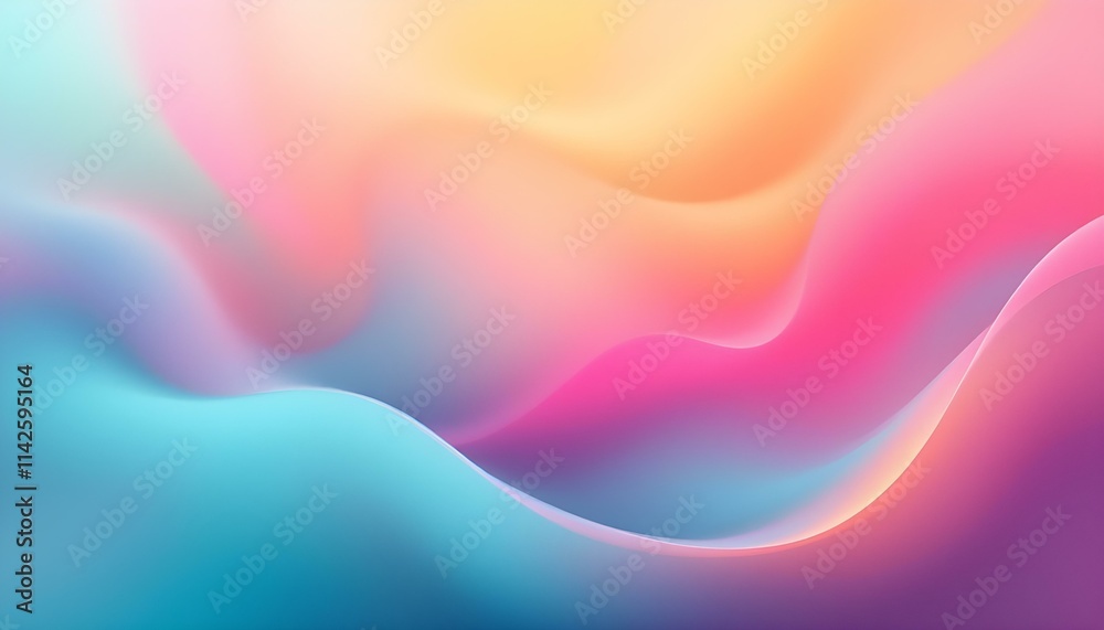 Fototapete Abstract wave lines pattern dynamic colorful light flowing isolated on black background design element in the concept of music. Iridescent wavy liquid blob in a bold holographic style background