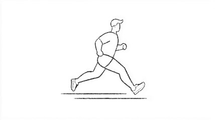 Outline illustration of an individual jogging, suitable for health and fitness concepts. Vector icon