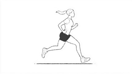 Fototapeta premium Outline illustration of an individual jogging, suitable for health and fitness concepts. Vector icon