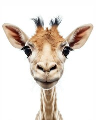 Portrait d'un b&eacute;b&eacute; girafe - girafon sur fond blanc