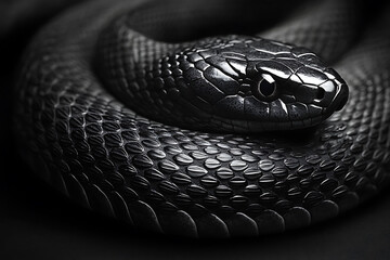 Obraz premium A snake on an isolated background, its sleek body twisting into a perfect, symmetrical shape. The elegant curves and intricate scales create a striking and minimalist composition.
