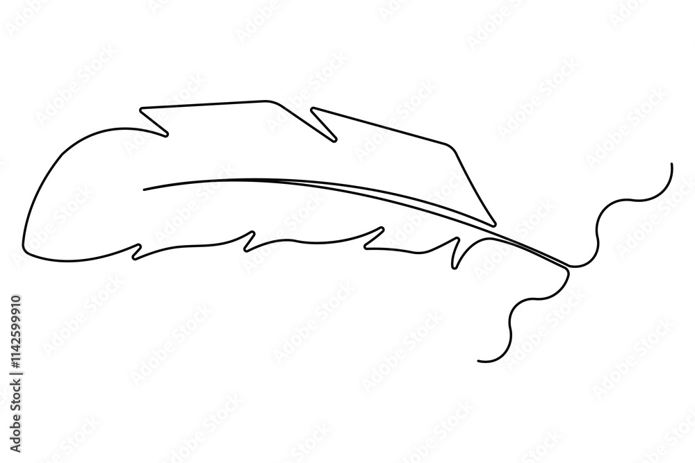 Fototapete bird feather continuous one line drawing of bird feather icon isolated on white background vector il
