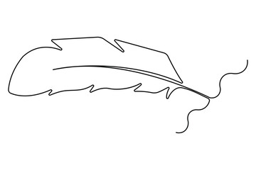 Bird feather continuous one line drawing of bird feather icon  Isolated on white background vector illustration
