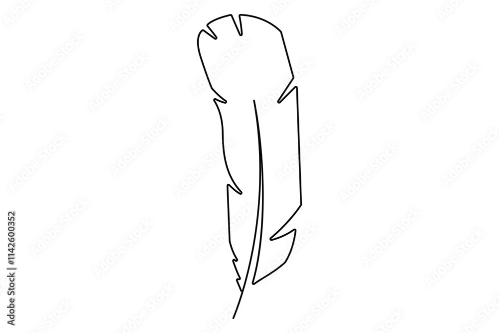 Fototapete bird feather continuous one line drawing of bird feather icon isolated on white background vector il