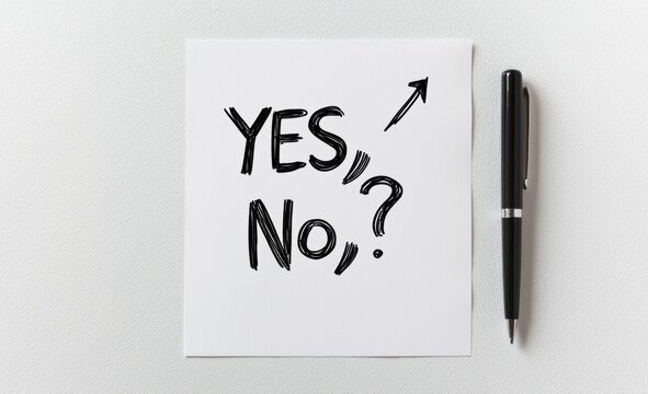 Yes No Decision Making Concept with Arrow and Pen on Paper