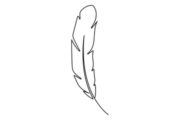 Bird feather continuous one line drawing of bird feather icon  Isolated on white background vector illustration
