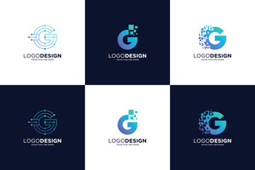 Creative Letter G tech logo design collection