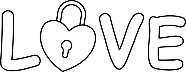 Valentine love text outline.
Isolated love word letters typography outline.
Transparent background.