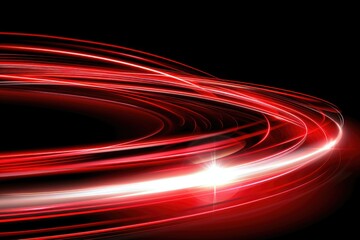 Dynamic red light trails on black background in circular motion