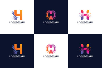 Set Of Letter H digital logo design