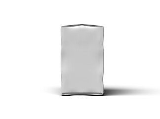 Rendered image of a small white rectangular dented box on a transparent background