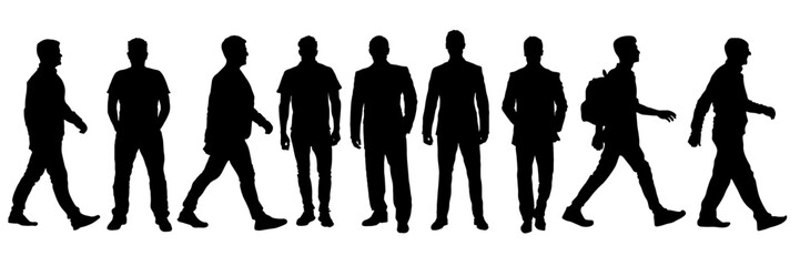silhouettes of men, guys, boys, grandfather. shadows of people, mannequins, clothing measurements
