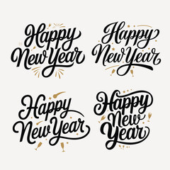 Simple Happy New Year Typography Design