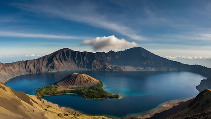 Fototapeta premium Mount Rinjani, Indonesia. Located on the island of Lombok