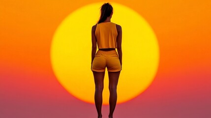 Golden Hour Silhouette:  A woman stands tall against a vibrant sunset, her silhouette a powerful symbol of resilience and hope.  A minimalist masterpiece, captured in the warm glow of the setting sun.