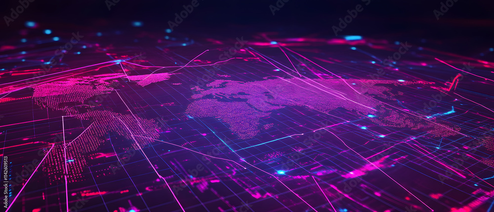 Poster digital global connectivity visualization virtual space infographic representation high-tech environ