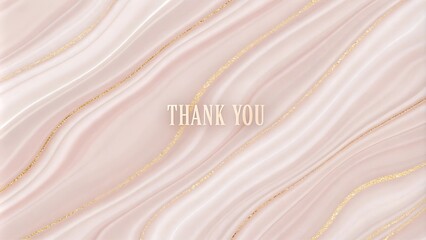 Fototapeta premium Elegant pink and gold thank you card with marble texture