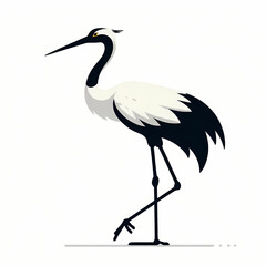 Fototapeta premium Stylized illustration of a Japanese crane standing elegantly on one leg.