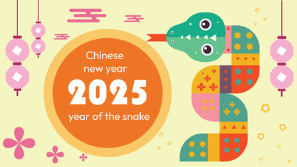 Chinese New year 2025, Year of the Snake 2025, Happy New Year, background Design