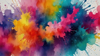 Fototapeta premium Vibrant abstract watercolor splash art with multicolor texture and dynamic design