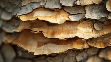 Fototapeta premium Layered Shelf Fungi on Tree Bark Texture