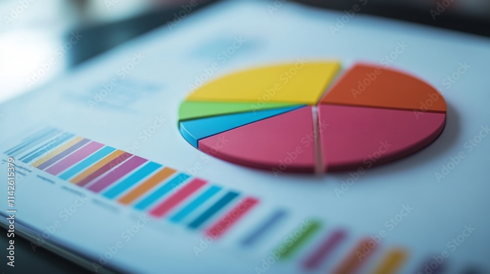 Fototapete colorful pie chart with data representation and analysis elements