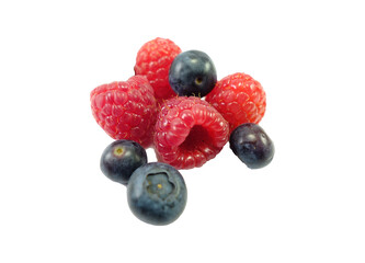 Himbeeren und Heidelbeeren in Studio