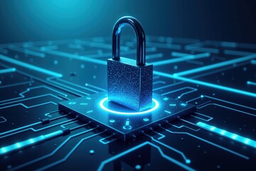 Cybersecurity lock on digital circuit: protecting data with advanced technology solutions