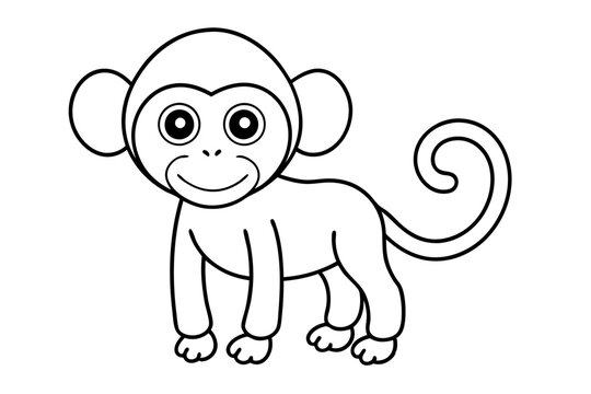 recommend clip art:  a cute monkey line art vector illustration