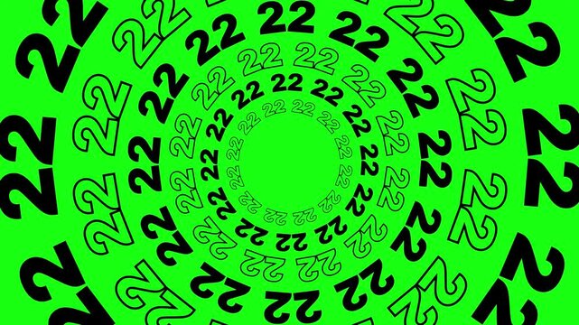 22 Rotation Pattern with Green screen Background. middle of copy space.
