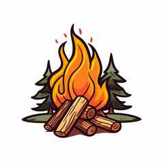 Campfire Flame Icon Vector Illustration for Isolated Graphics