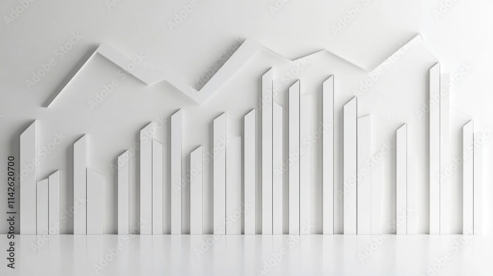 Poster abstract white geometric shapes representing data and growth trends