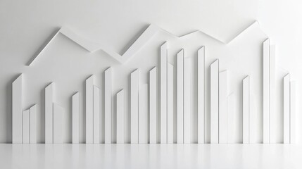 Abstract White Geometric Shapes Representing Data and Growth Trends